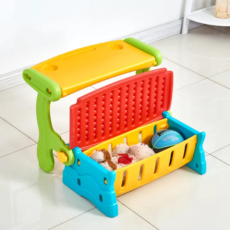 Kids Cabinets Toy Organizer double use storage bench table children plastic table