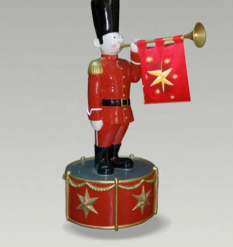 2024 Large Christmas Outdoor Penguin Toy Soldier Decoration Hot Selling Life-Size Nutcracker Made of Fiberglass Design Painting
