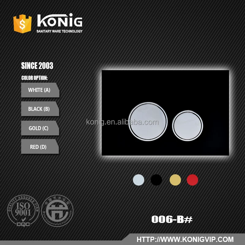 
Bathroom toilet concealed cistern black glass dual flush plate with round chrome buttons-006 black glass plate 