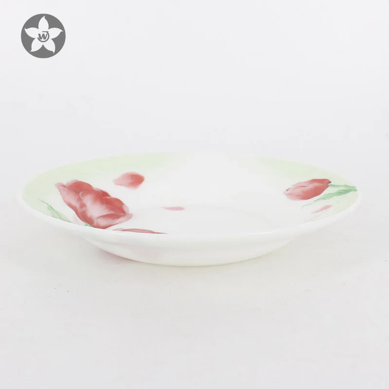 Heat resistant opal glassware opal glass dinnerware soup plate with decor