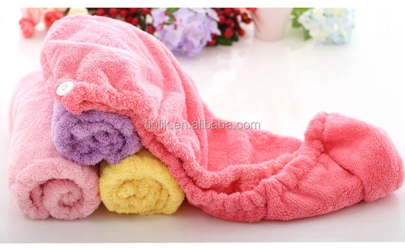 300gsm Coral Fleece 100% Microfiber Weave Hair Dryer Cap Hair dry towel