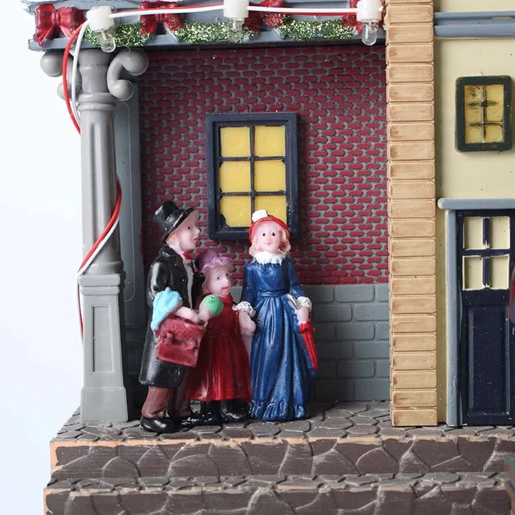 Wholesale  handicrafts Christmas decor Christmas village figurine with moving train Christmas village houses