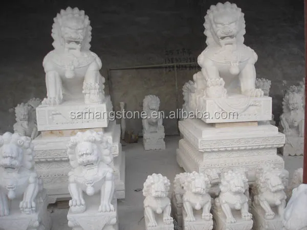 Classic Design Stone Marble Foo Dog Statue chinese lion