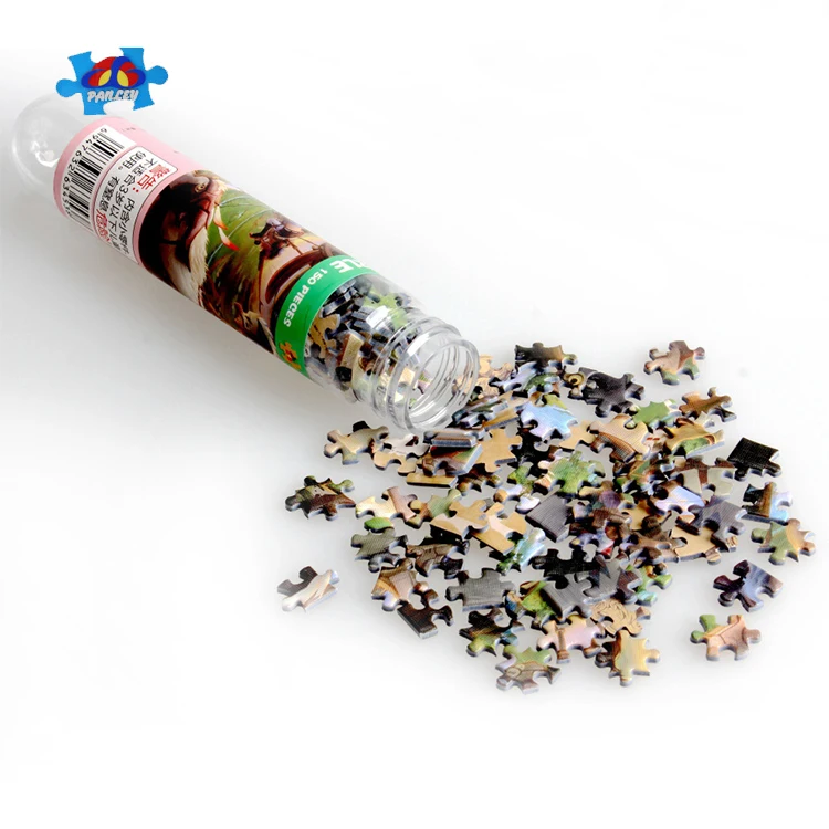 
Hot selling Paper Intelligence custom designs mini children 150pcs jigsaw puzzle in tube for promotional gifts 