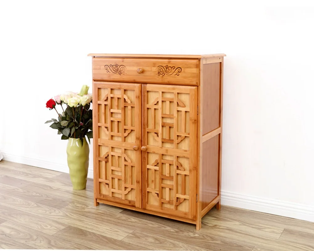 
wholesale bamboo wood shoe rack cabinet furniture with drawers storage for home saving space 