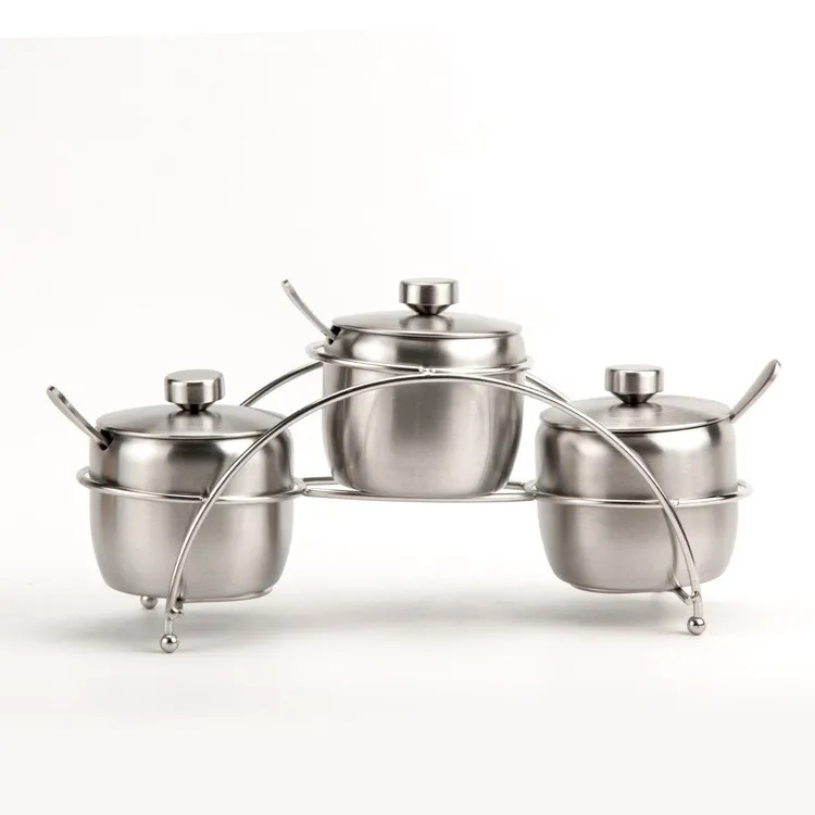 Stainless steel sugar bowl and creamer hot pot seasoning pot spice jar seal/ bulk spice jar rack spice bottle