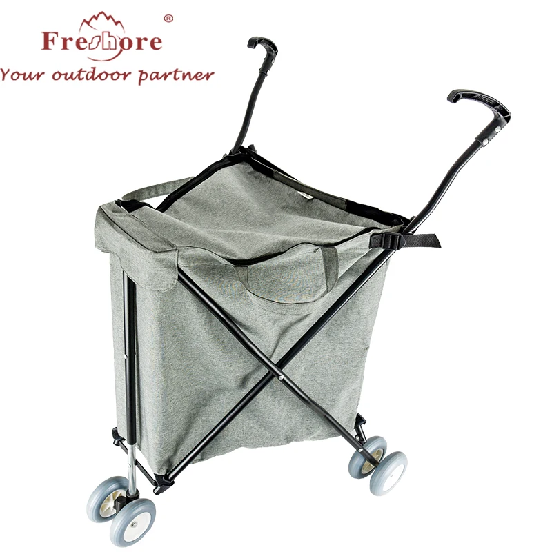 Portable  Heavy-Duty Folding Shopping Cart with Front Swivel Wheel for supermarket