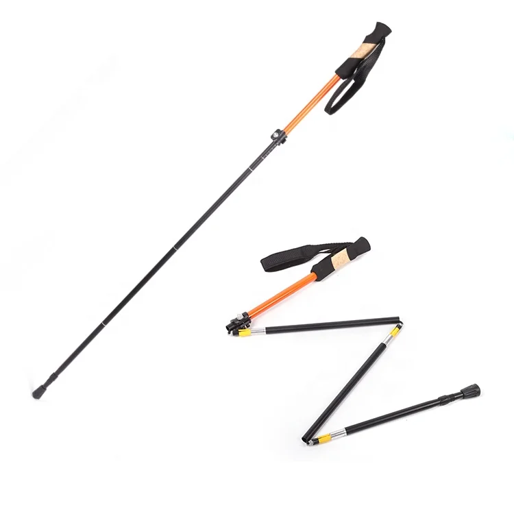 Anti Shock W-Folding Aluminum Fashionable Luxury Foldable Adjustable Nautical Hiking Pole With Quick Inner Lock