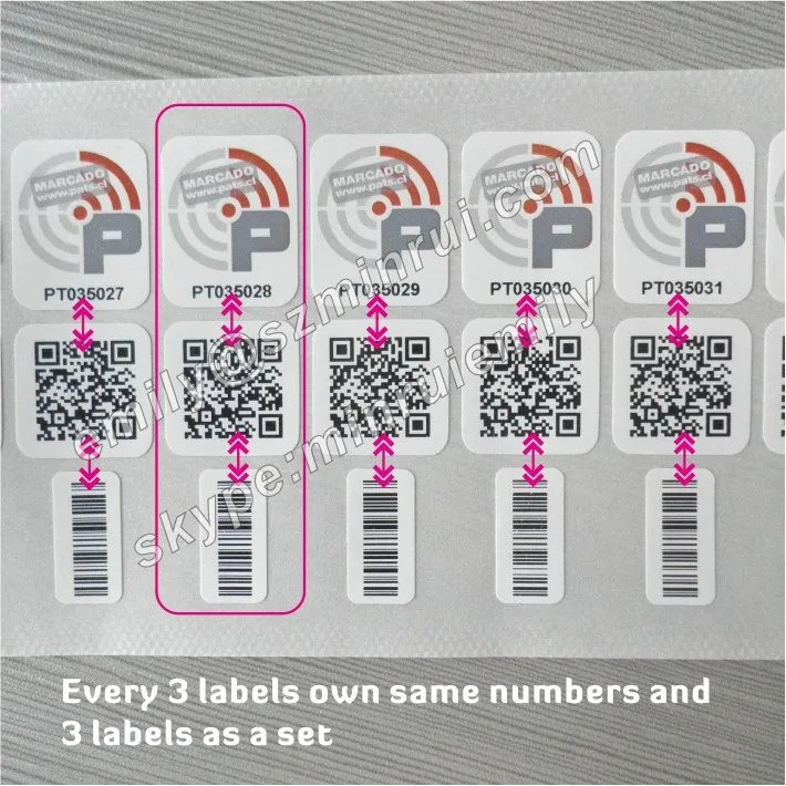 QR code security sticker printing manufacturer, anti-theft destructible barcode and QR code asset labels in rolls