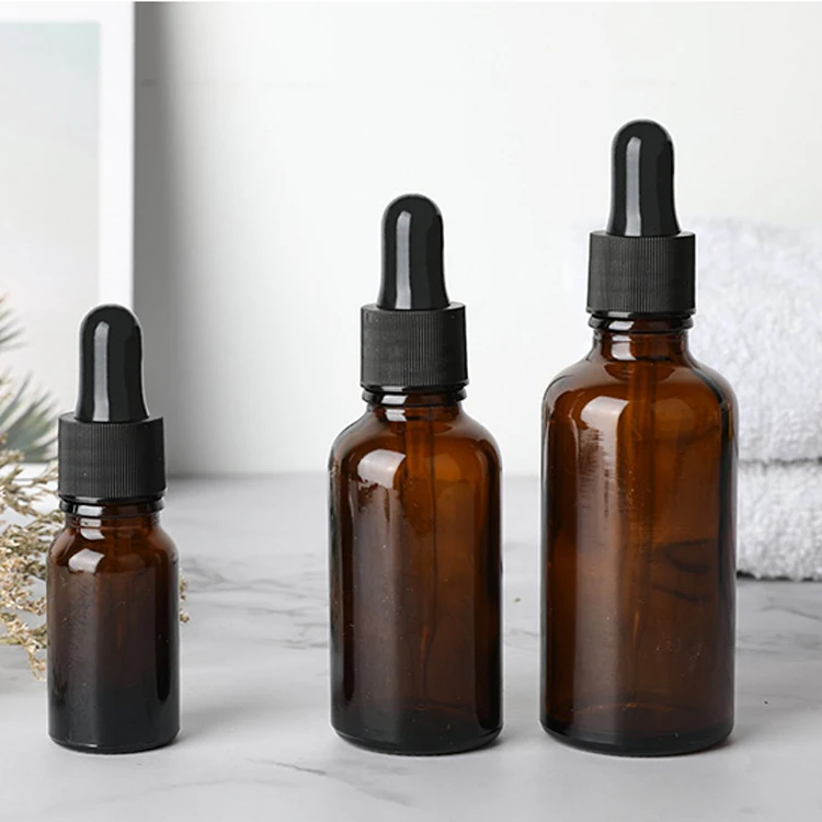 Frosted 30Ml 100Ml Amber Glass Dropper Bottle With Aluminum Cap Bottle Cosmetic Essential Oil For Cosmetic Packaging