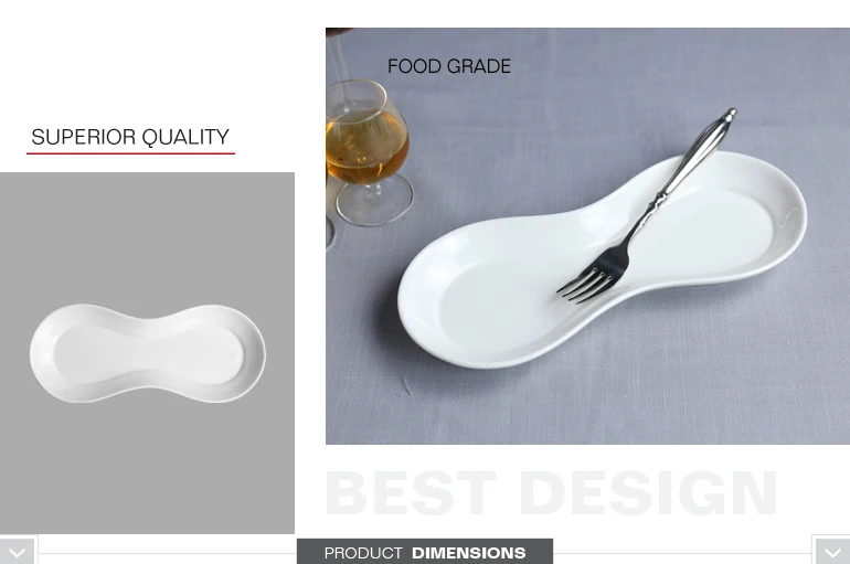 wholesale fashion sushi snack letter ceramic dishes with white color