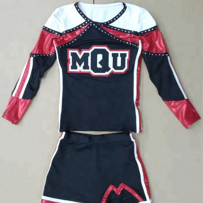 
2018 new metallic shiny cheerleader costumes for cheerleading sports 