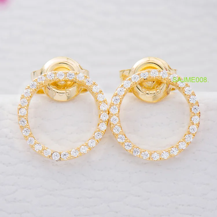 
Sevenajewelry SAJME008 Fashion golden natural stone zirconium circle earrings 18k 22 k crystal cz round earrings for girls 