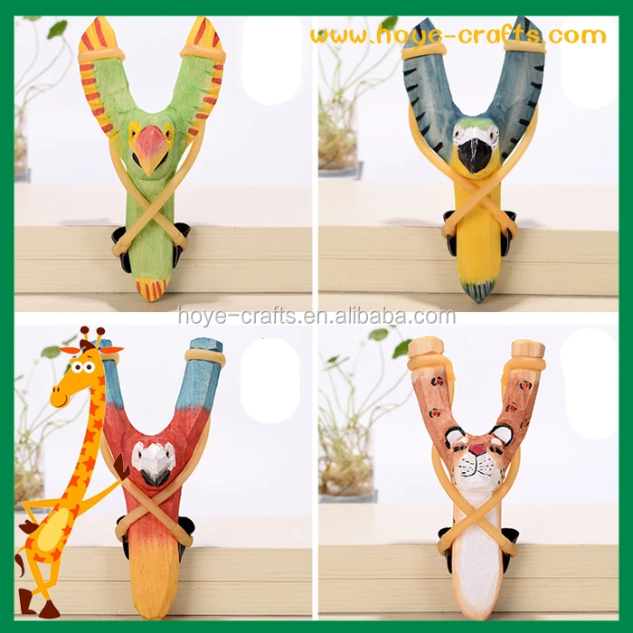 
New Creative Design Colorful Animal Shape Wooden Slingshot Hunting 