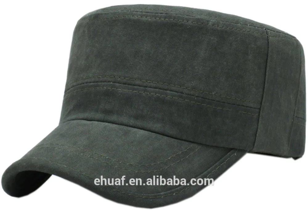 Wholesale fashion adjustable mens enzyme washed cotton twill cadet flat top men cap hat