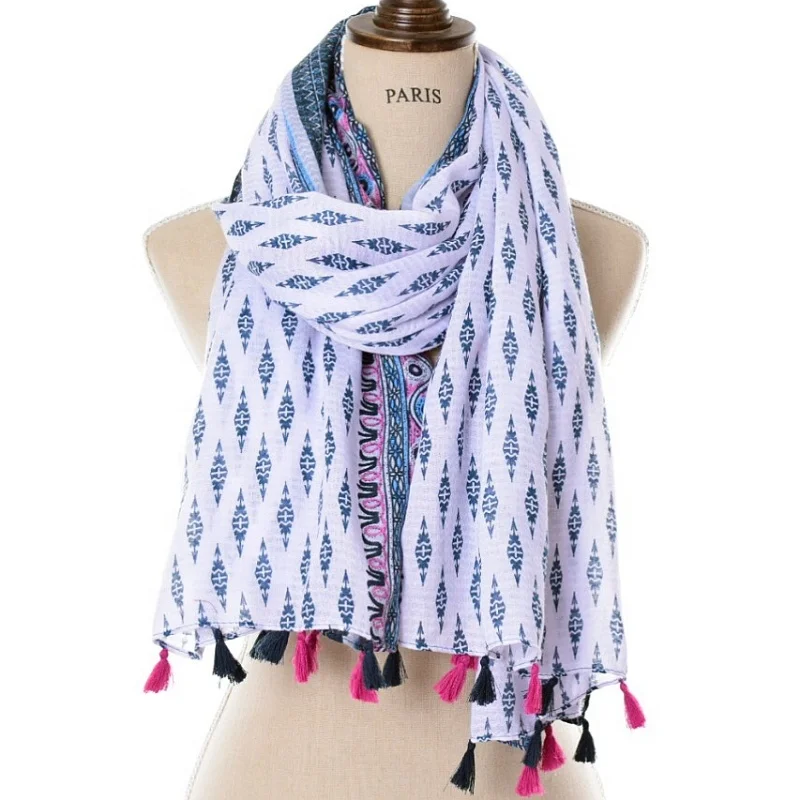 High quality 6 colors spring summer scarf tribal shawl fashion printed aztec scarf women