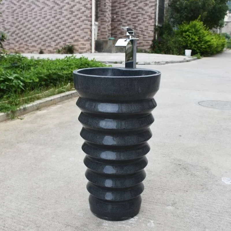 black granite pedestal stone basin for sale