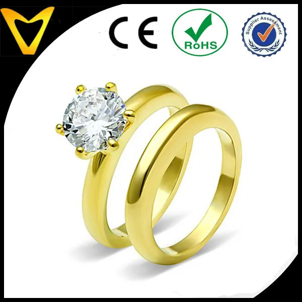 Wedding Ring Factory His & Hers 3 PCS Classic Round Cut Gold Stainless Steel moissanite circular 3.0ct engagement diamond ring