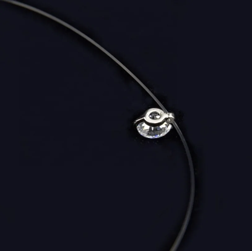 
China Factory Simple Zircon cz Stone Pendant Jewelry Black Cord Crystal Necklace 