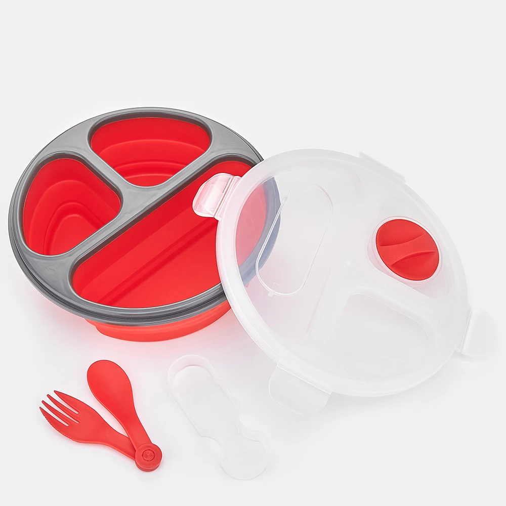 
Microwave Food Box Storage Containers Keeping Fresh Bento Foldable Collapsible Silicone Bento Lunch Box With Silicone lid 