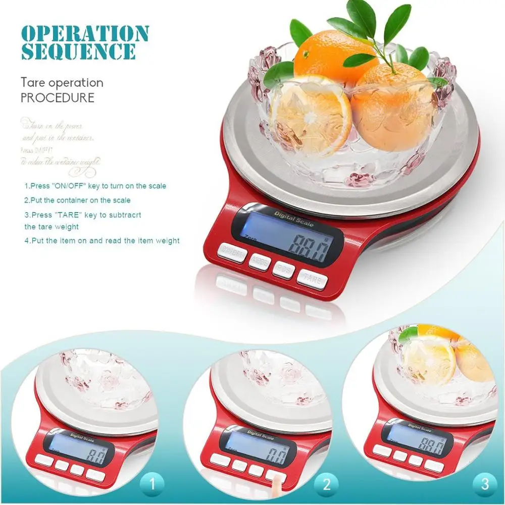 Digital Scale, Electronic Kitchen Food Small Weight Scale 1g-5kg with 6 Weighing Modes ( g oz ozt dwt gn ct )