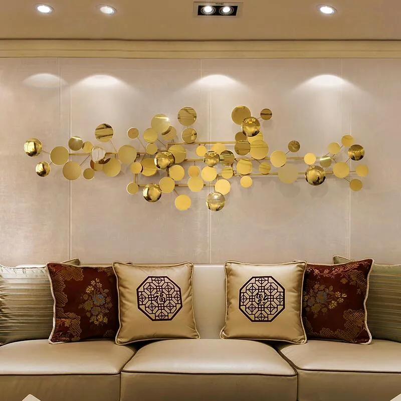 Роскошный Золотой стержень из нержавеющей стали и пластина для украшения стен гостиной