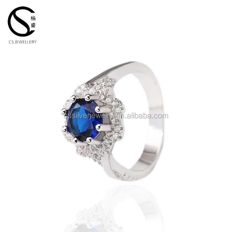 Hot Sale Fashion Sapphire Gemstone Rhodium Plating Silver Artificial Jewelry Set