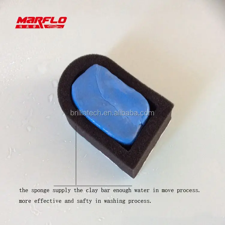 
BT-2016A Marflo Magic Clay Bar 4pcs with Sponge Applicator Blue Yellow Auto Cleaning Clay Bar Car Detailing Clay Cleaner Pad 