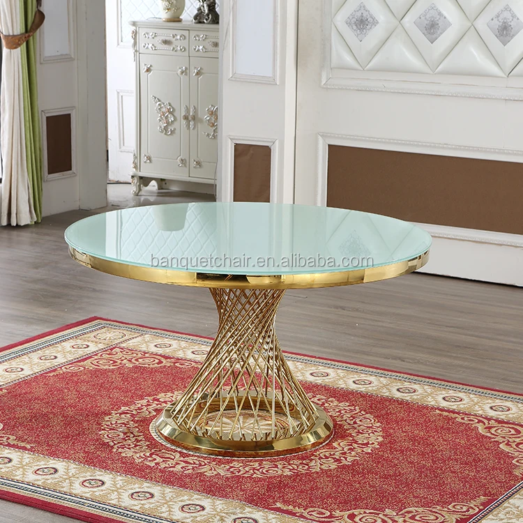 
Home furniture rose gold round dining room table 