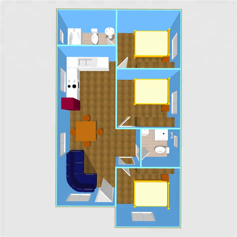 
 3 спальная план дизайна по индивидуальному заказу сборные виллы дома  