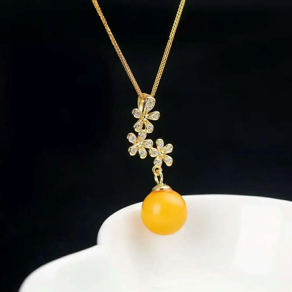 Gemstone Jewelry Manufacturer Wholesale New Design Trendy 925 Sterling Silver Natural Yellow Amber Jewelry Set Women