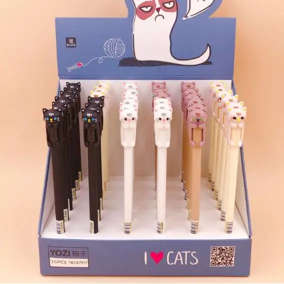 cartoon silica gel pen color big flower cat cartoon silica gel pen 36 a box  PN5057