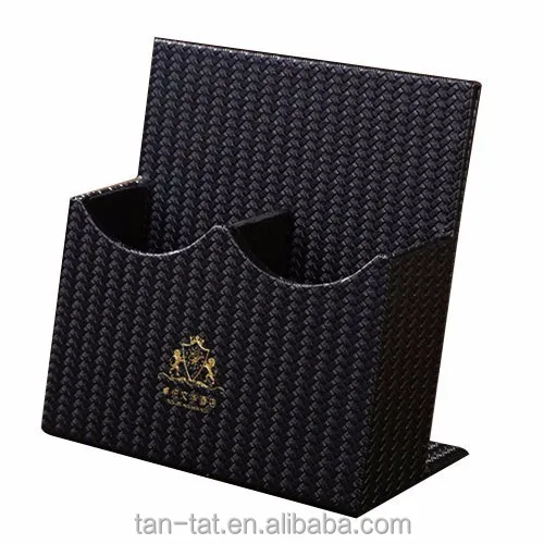 Genuine Leather Desk Tidy Remote Control Phone Pen Holder