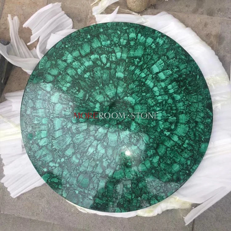 Gem Stone Furniture Round Malachite Countertop Dining Table Top