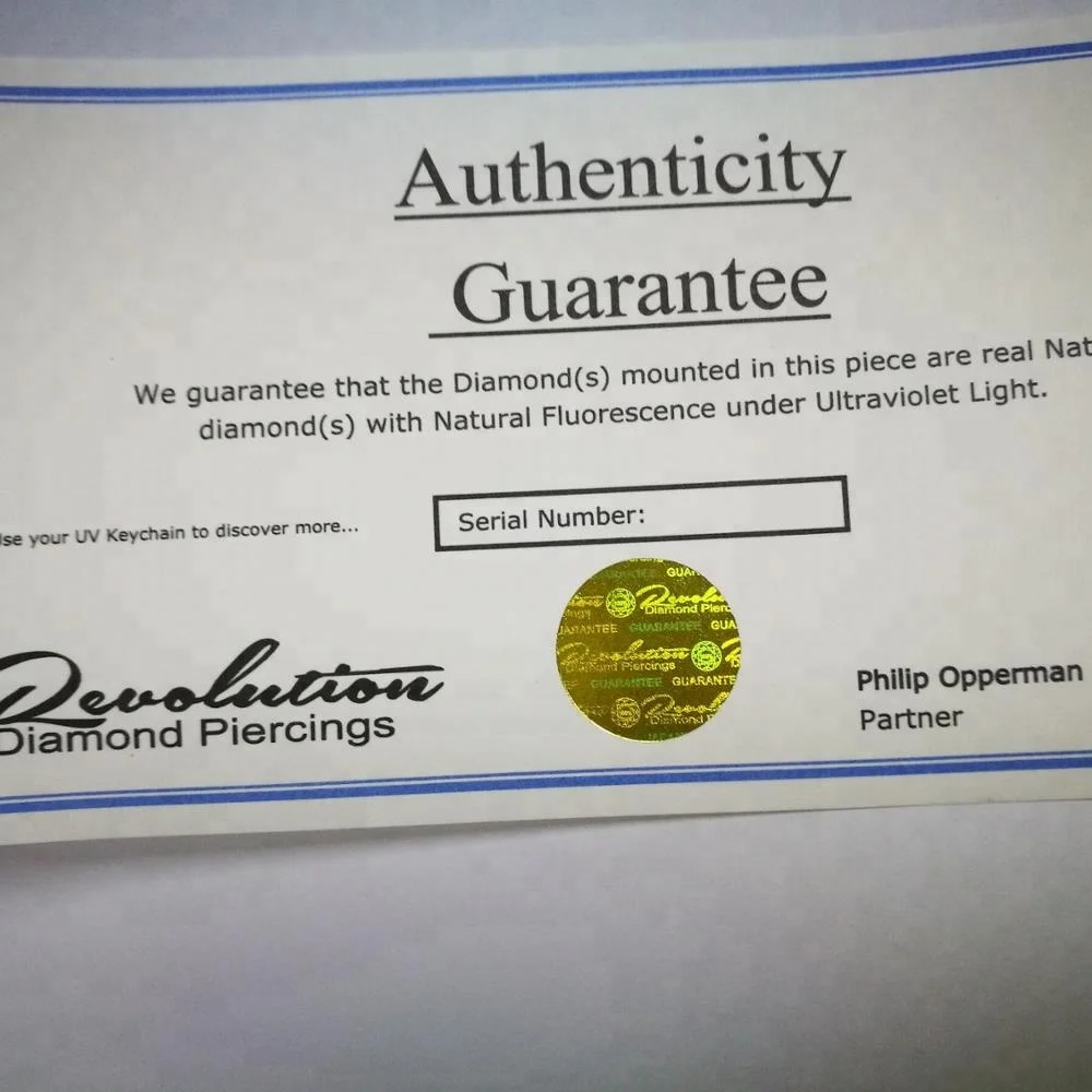 Custom security watermark paper hologram certificate for anti-counterfeiting feature