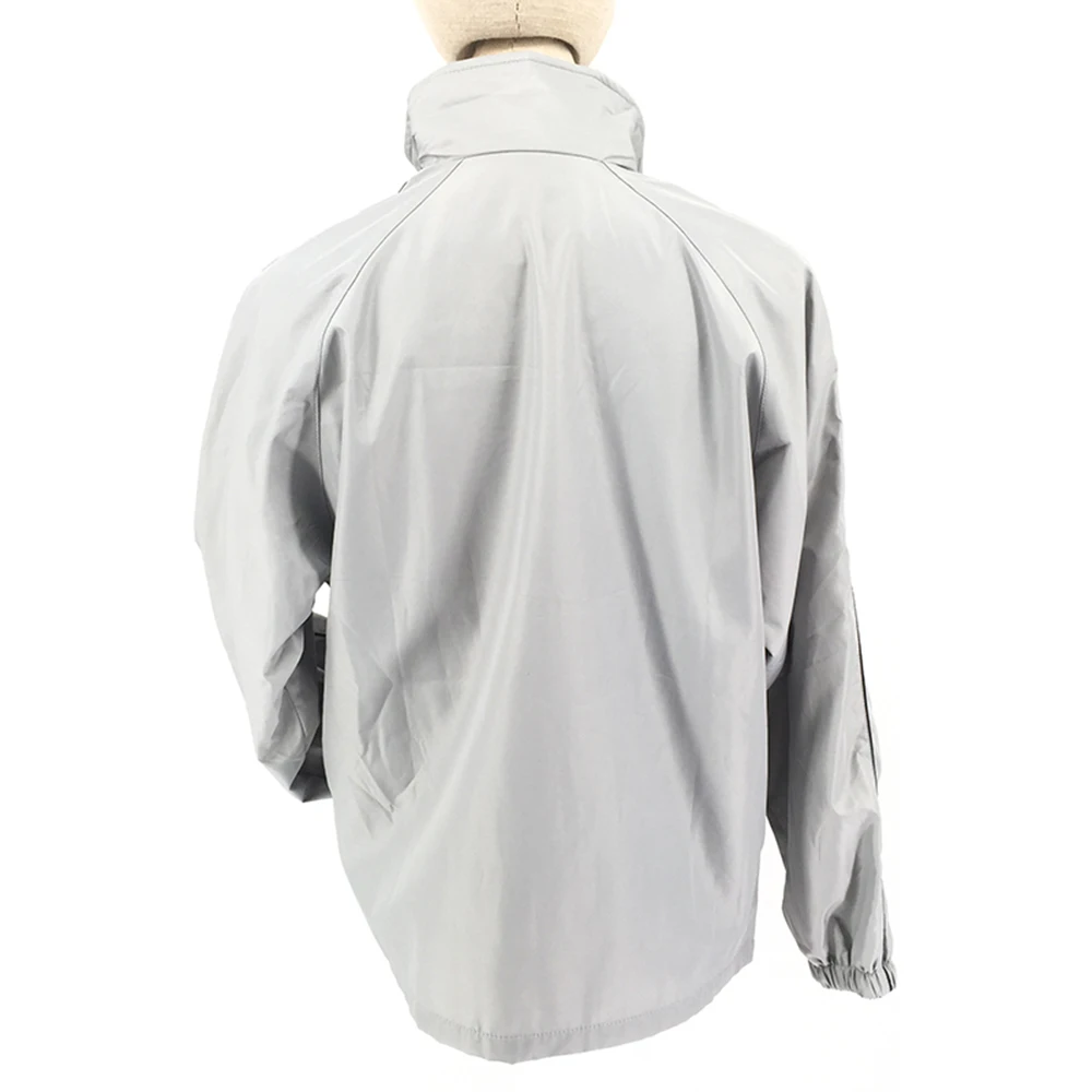 Logo Printed Plus Size silk screen printed nylon sliver zipper detachable caps windbreaker with hood