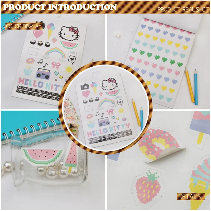 A6 size hello kitty paper cheap sticker book shaped stickers custom sticker sheets for kids girl for gift creation