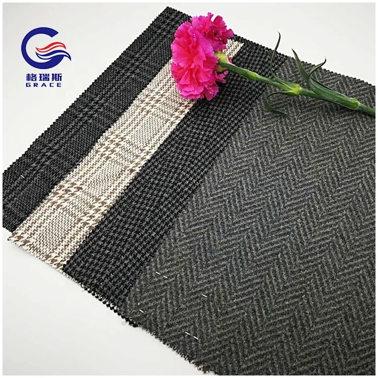 Amazon hot sale alpaca  stripe designs plaid designs and herringbone design  woolen fabrics wholesale