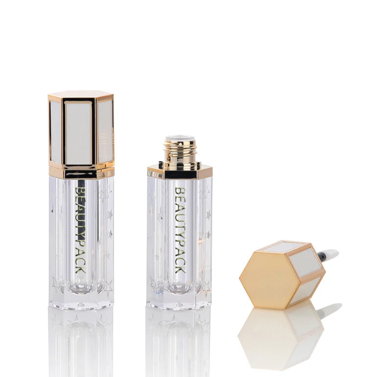 
New Arrival High Quality Empty Hexagon Shape Custom Logo Mini Lip Gloss tube 
