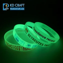 High quality no minimum personalized custom debossed logo color filled luminous glow silicone wristbands