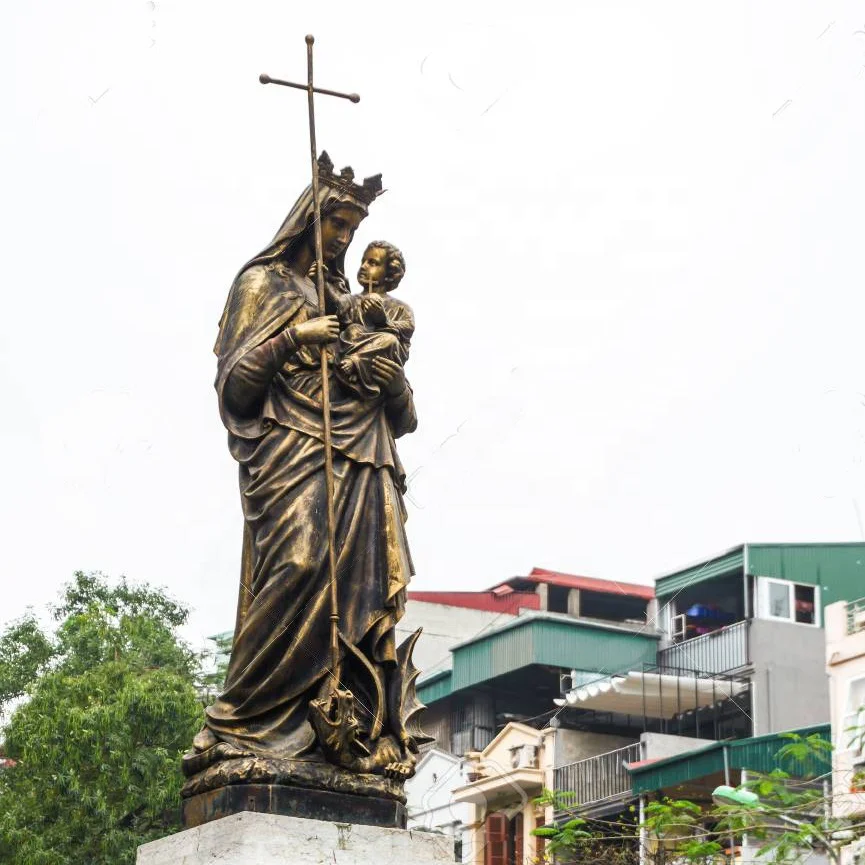 Church art virgin mary and baby jesus figure outdoor decoration custom bronze catholic religious statues Onlyart