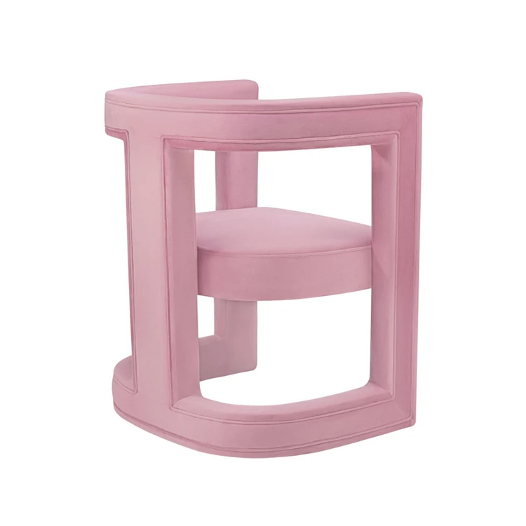 Chinese new products Luxury chairs for children all fabric covered Personality velvet pink chair