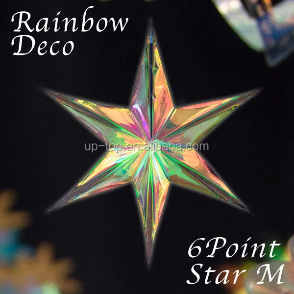 Nicro Latte Art Ceremony Wedding Birthday Christmas Hanging Ornaments Decoration Party Supplies Iridescent PET Neon Penta Star