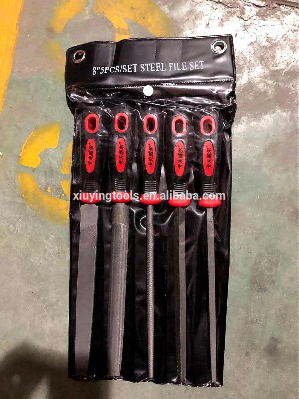 5ps Steel File Set Include Flat,Half Round,Round,Square And Three Square Files Set