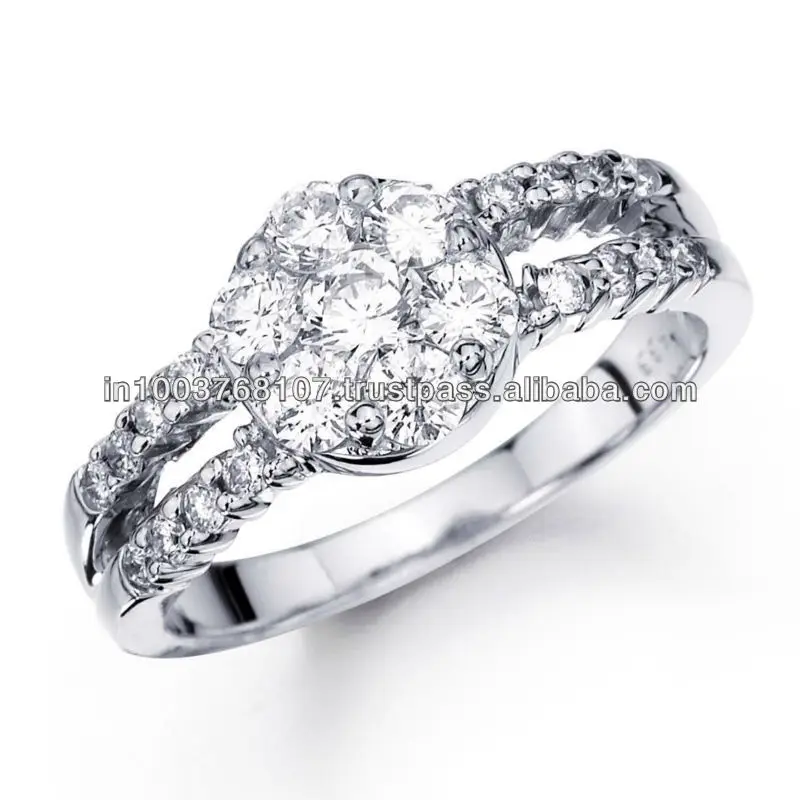 Pressure setting diamonds jewelry for men and women couple wedding jewelry rings in white gold diamond wedding couple gold rings