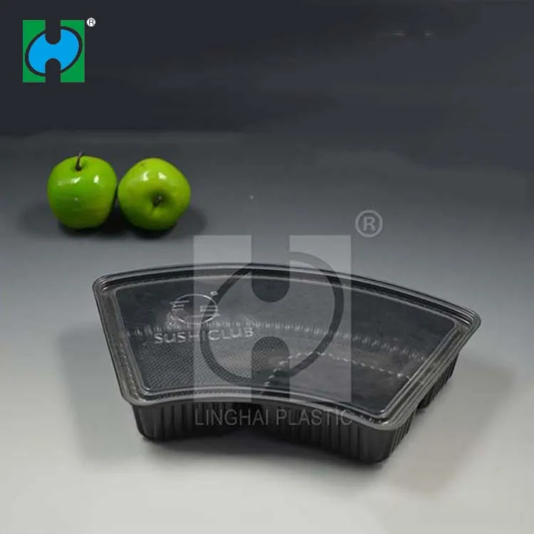 Manufacturer Custom Sushi Tray Plastic Food Tray Cake Storage Container With Lid