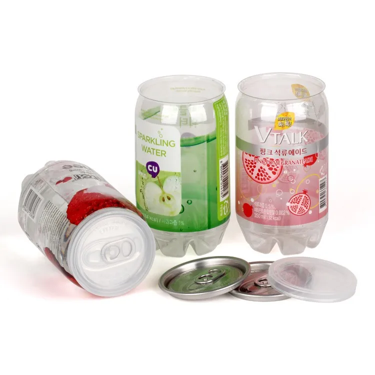 
Custom Pet Transparent Soft Drink Can Plastic Soda Can Beverage Can With Easy Open End 