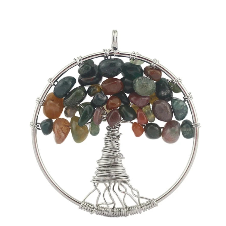 Wholesale Natural Crystal Stone Necklace Bracelet Jewelry Tree Of Life Pendant Charms For DIY Jewellery Making