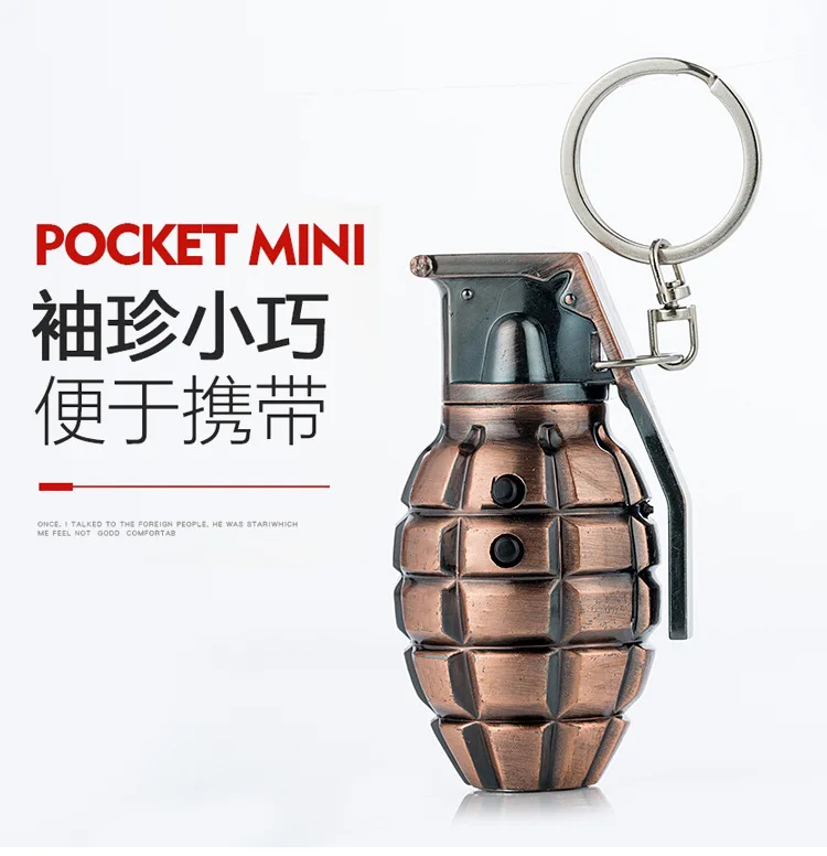 Multi-function Grenade Model lighting key chain flashlight gun pistol Toys keyring hand thunder bullets  With Led Keychain