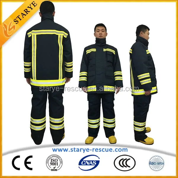100% Aramid Firefighting Clothing Fire Drill Using 4 Layers Uniform Fire Fighting Suit